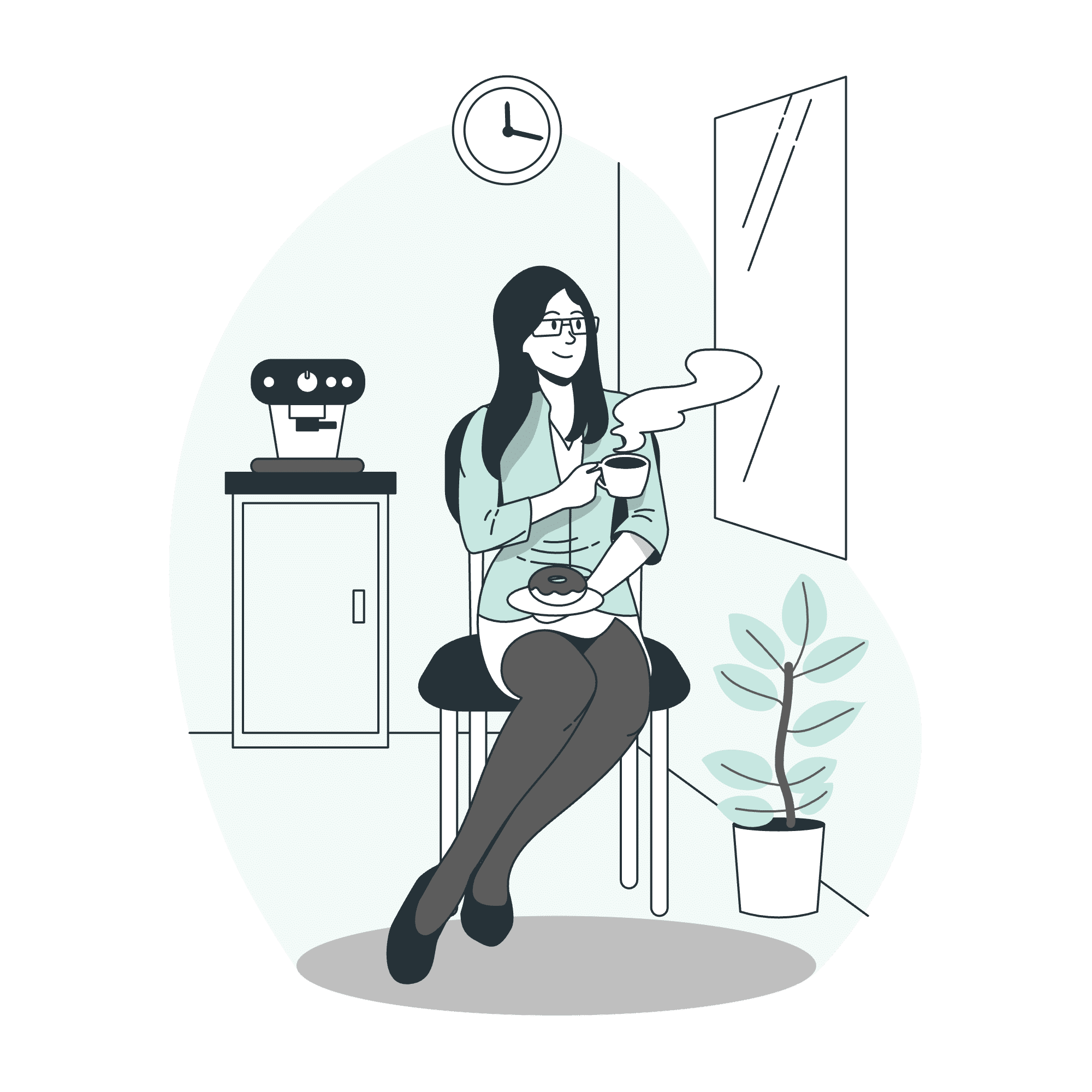 Coffee break-bro Illustration d'une femme qui prend une pause café